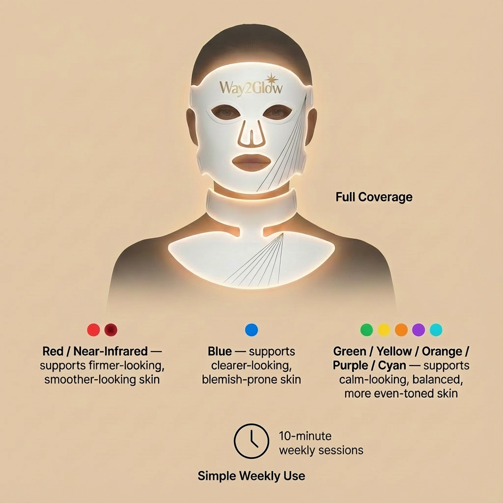 Way2Glow LED Anti-Ageing Mask For Face, Neck & Chest
