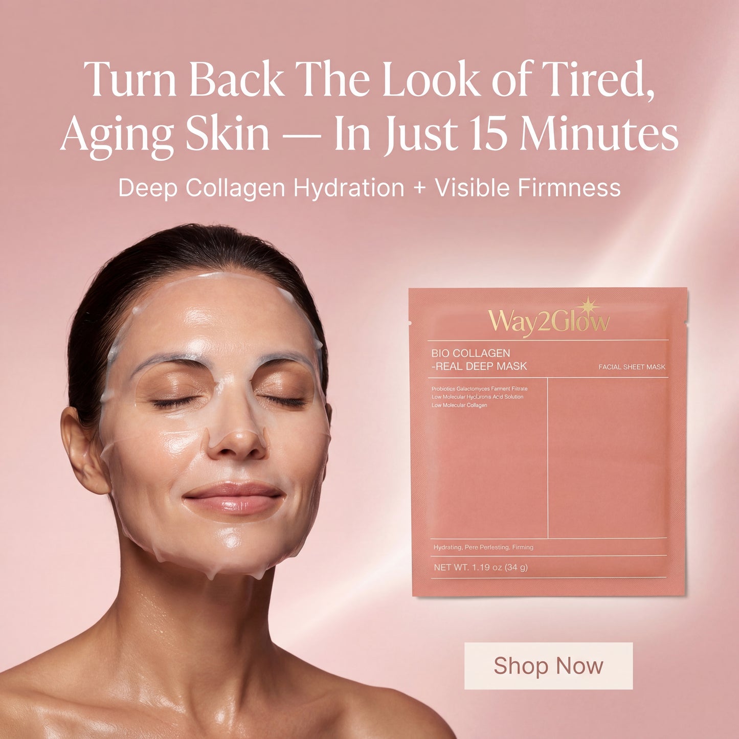 Bio Collagen Face Mask for Deep Hydration, Smoother & Glowing Skin | Way2Glow