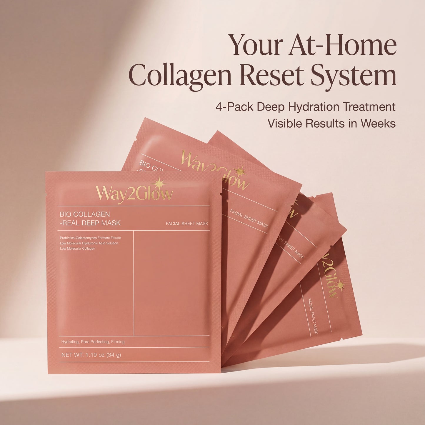 Bio Collagen Face Mask for Deep Hydration, Smoother & Glowing Skin | Way2Glow